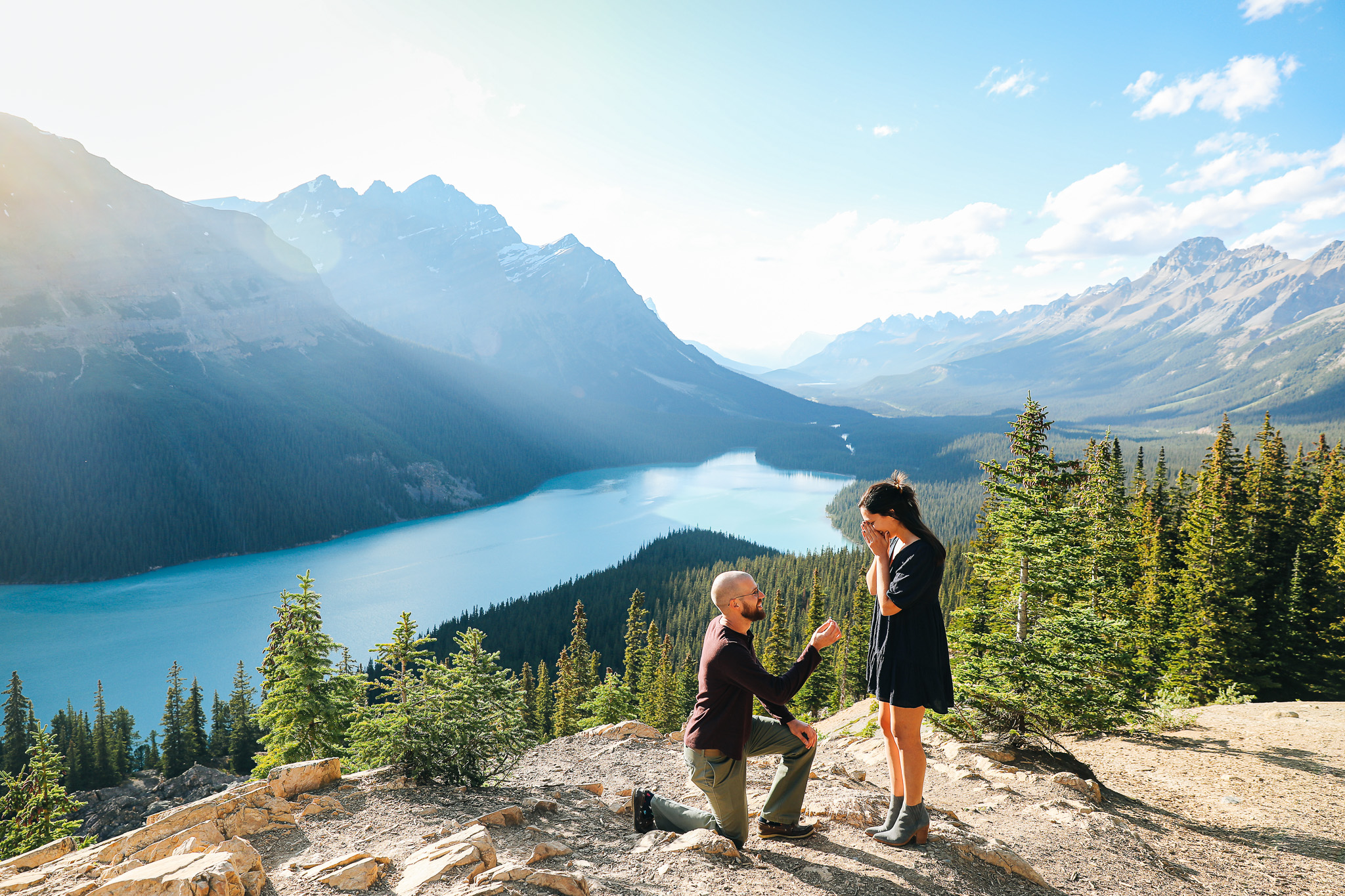 Peyto Lake Secret Proposal Session Winter Lotus Photography Engagement